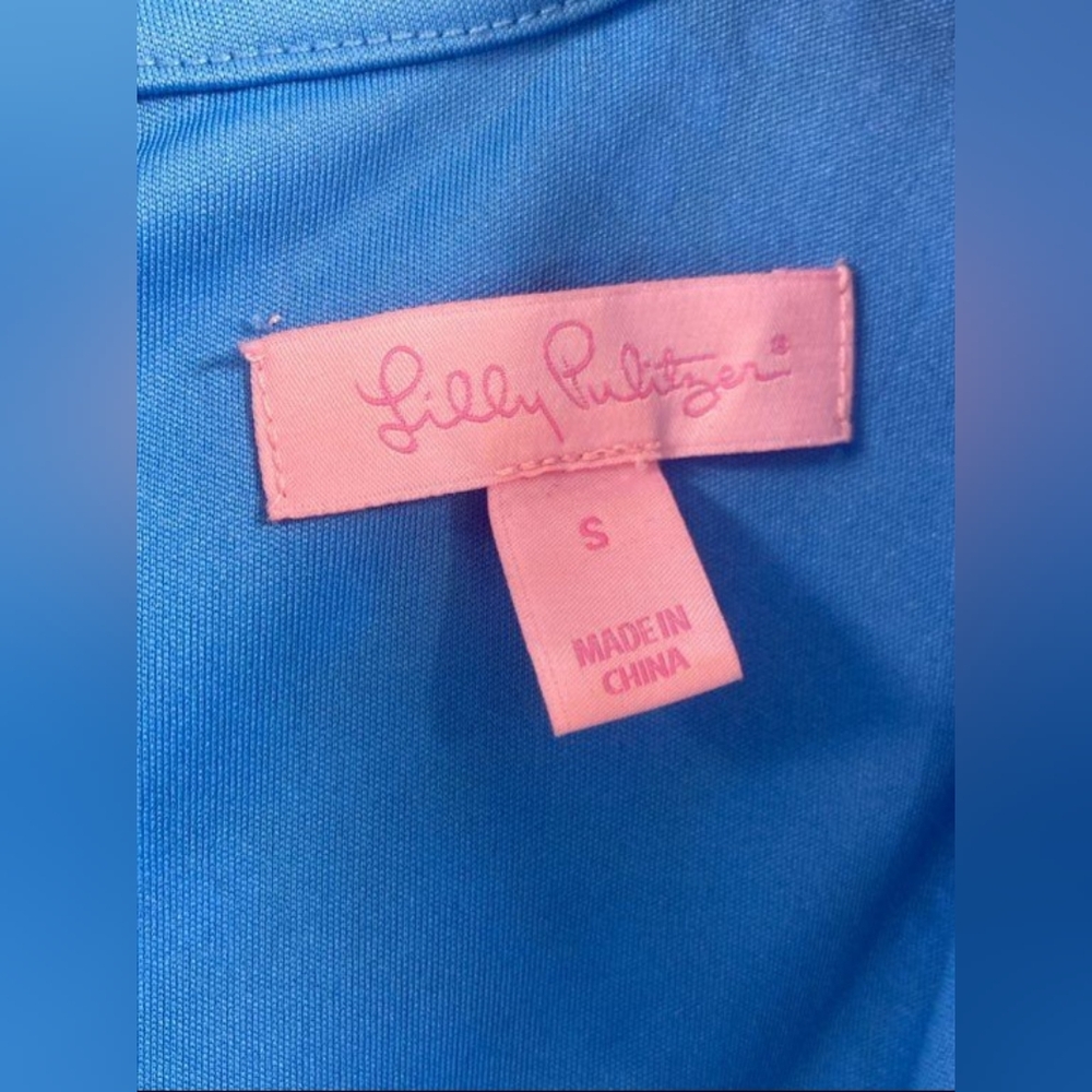 Lilly Pulitzer Designer Blue Sheath Mini Lace Dress Mock Neck Small - Picture 5 of 6